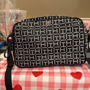 Tommy Hilfiger Black and White Crossbody Bag